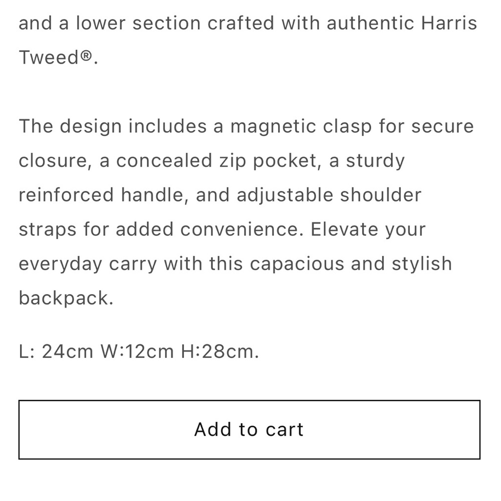Islander Jura Backpack in burgundy leather and burgundy multi Harris Tweed - Picture 16 of 16